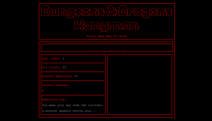 D & D Hangman App Screenshot